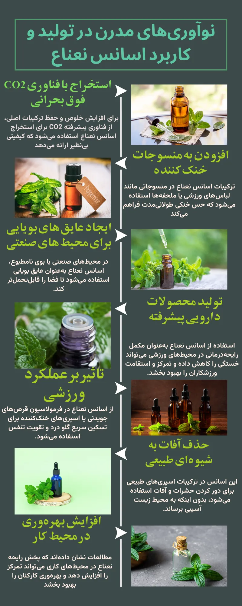 نوآوری‌های مدرن در تولید و کاربرد اسانس نعناع